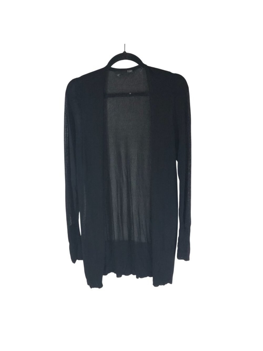 Eileen Fisher Womens Open Front Cardigan Black S Sheer Viscose Blend Long Sleeve